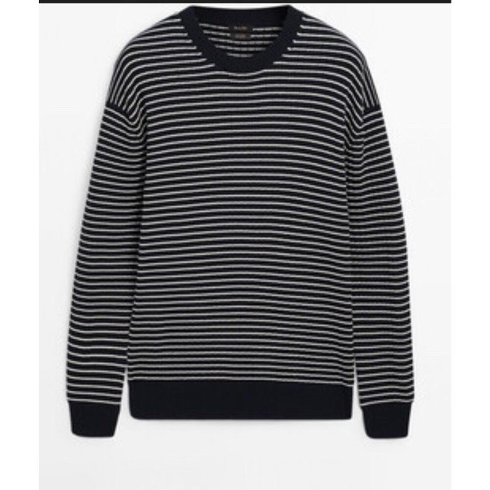 Mossimo Dutti Mens Knitwear Sweater Black/White Stripes 100% Cotton Size S